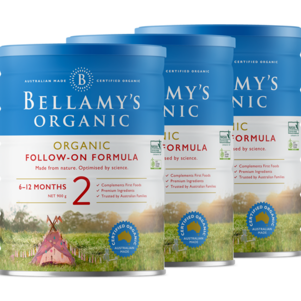 Photo of 3 tins of Bellamy's Organic Formula 2 (AKA Roo Starts to Hop)